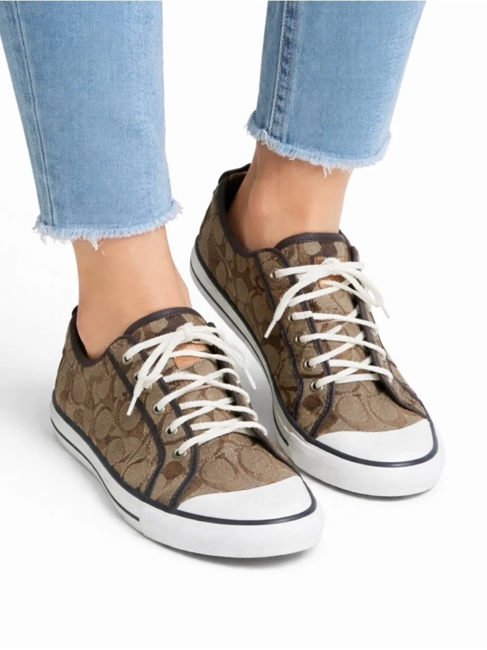 Coach Barrett Signature C Logo Sneakers Women’s Size 9 Brown Canvas Casual Shoes